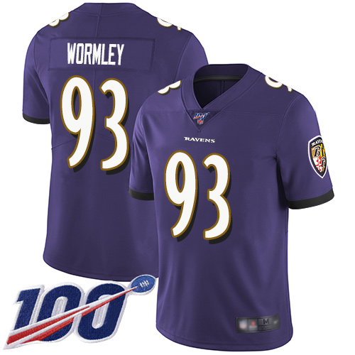 Baltimore Ravens Limited Purple Men Chris Wormley Home Jersey NFL Football #93 100th Season Vapor Untouchable->youth nfl jersey->Youth Jersey